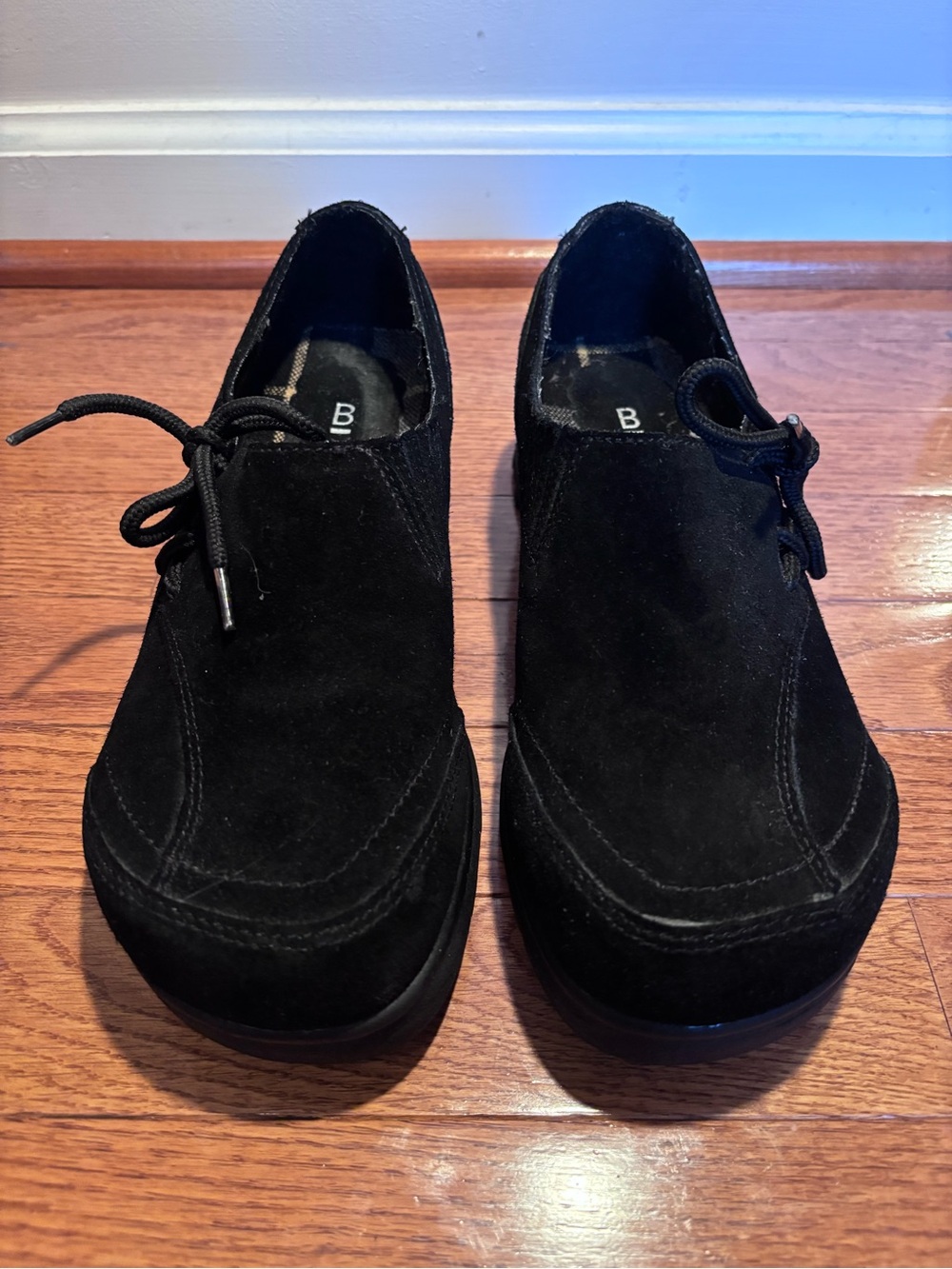 Bakers Black Suede Platform Lace-Up Shoes